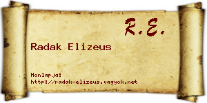 Radak Elizeus névjegykártya